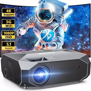 Projector With 5G WiFi And Bluetooth, Native 1080P, Supports 4K, Suitable For Mobile Phones, PCs, TV Sticks & PS5