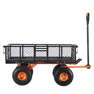 VEVOR Dump Cart, Metal Garden Dump Cart With Easy To Assemble Frame, Dump Wagon With 2-in-1 Convertible Handle, Utility Wheelbarrow 400 Lbs Capacity, 10 Inch Tires