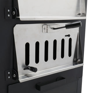 Freestanding Carbon Grill With Chimney, Wheels, Pizza Stone, And Pizza Shovel