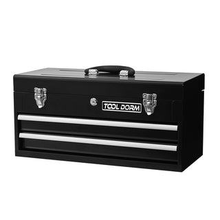 20.3inch Metal Tool Box With 2-4 Drawers Portable Steel Tool Chest With Metal Cylinder Lock And Latch Closure, Black And Red Two Color Powder Coating, Suitable For Garage, Warehouse