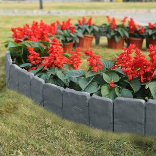 20 PCS Cobbled Stone Effect Plastic Garden Lawn Border Edging