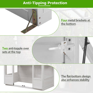 TOPMAX 78-inch Wooden Greenhouse Cold Frame With 4 Independent Skylights And 2 Folding Middle Shelve