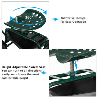 Deep Green Short Handle Garden Seat Car
