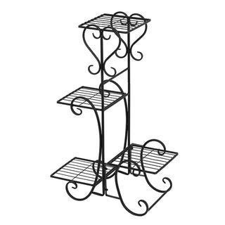 Square Potted Slot, Metal Plant Stand - Black