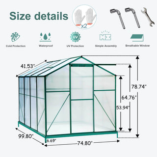 Polycarbonate Greenhouse,6X8 Ft Heavy Duty Walk-in Plant Garden Greenhouse For Backyard,Outdoor