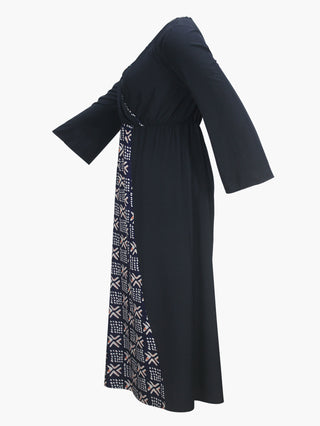 Spring And Autumn Women's Wrap V-Neck Side Slit Slim Waist Plus Size Dress