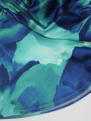 Plus Size Women Elegant V Neck Tie-Dye Print Maxi Dress