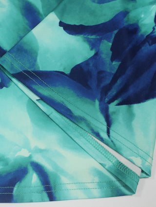 Plus Size Women Elegant V Neck Tie-Dye Print Maxi Dress