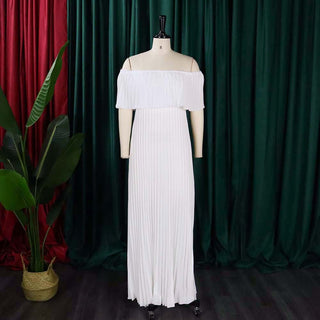 Women Sexy Off Shoulder Off Shoulder Pleated Maxi Dress