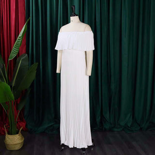 Women Sexy Off Shoulder Off Shoulder Pleated Maxi Dress