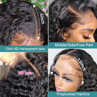 300 Density 13x4 HD Transparent Lace Front Wig Human Hair  Wavy Wavy 13x6 Deep Wave Frontal Wigs Human Hair Remy Water Wave Wig Thomas Family Essentials