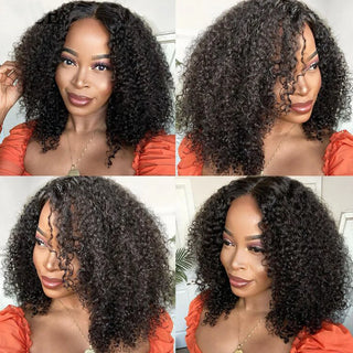 13x6 Afro Kinky Curly Wig Mongolian 13x4 HD Transparent Lace Frontal Human Hair Wigs 180% Density Natural 1B Pre Plucked