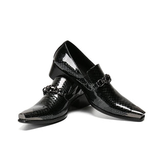 Fashion Patent Leather Men Party Dress Shoes Chains Business Office Brogue Shoes Male Genuine Leather Formal Shoes Plus Size