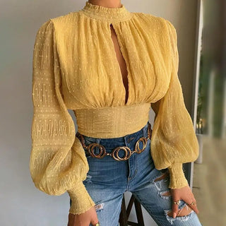 Women Lady's Tops Casual Female Shirt Blouse Ladies Flocking Hollow Tie Women's Summer Blouses & Shirts