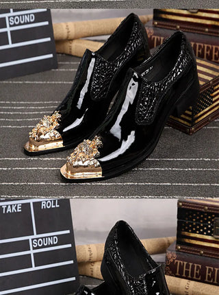 Summer business dress men's shoes black snake embossed Genuine leather shoes dragon head pointed party Trend wedding shoes