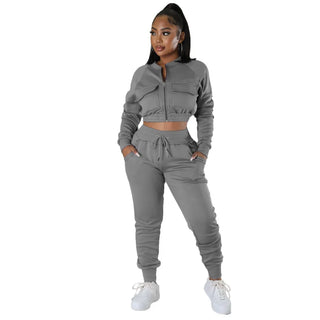 New Women's Sports Crop Jacket Sets Casual Fashion Leggings Two-piece Sports Outfit Women Set