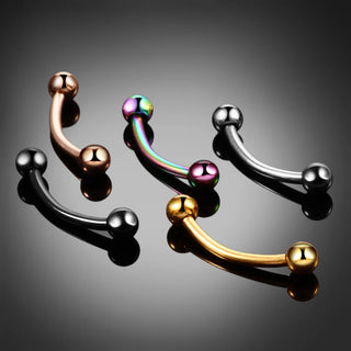 ASTM -F136 Implant Titanium Curved Barbells Eyebrow Piercing 16G Tragus Bar Labret Lip Ring Helix Piercing Jewelry