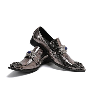 Original Serpentine Silver Office Formal Shoe Fashion Pointed Toe Business Male Shoes Men Monk Strap Party Nightclub Dress Shoes