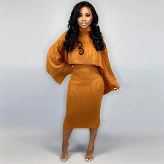 Turtleneck sweater Dress Women's Winter Fashion pullover Top Sweatershirt 2 Piece Sets