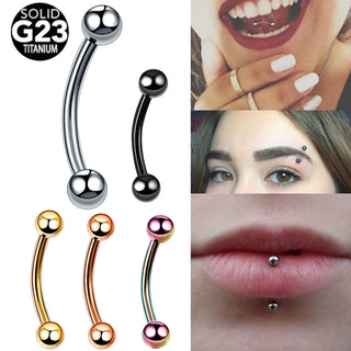 ASTM -F136 Implant Titanium Curved Barbells Eyebrow Piercing 16G Tragus Bar Labret Lip Ring Helix Piercing Jewelry