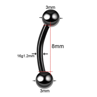 Implant Titanium Curved Barbells Eyebrow Rings Banana Piercing Curved Bar Rook Ear Cartilage Helix Tragus Body Piercing Jewelry