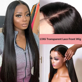 Straight 13X6 Hd Transparent Lace Front Wig Peruvian 13X4 Lace Front Human Hair Wigs For Women 4X4 Lace Closure Wig Remy