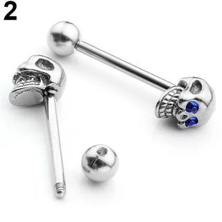 Punk Skull Tongue Piercing Surgical Stainless Steel Tongue Rings Piercings Lengua Men Barbell Piercing Langue Jewelry Men