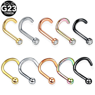 G23 Titanium Nose Piercings Nose Ring with Crystal Nose Studs Septum Ring Nostril Screw Septo Piercings Body Jewelry Piercings