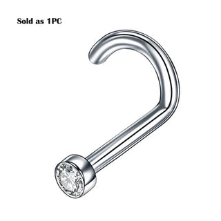G23 Titanium Nose Piercings Nose Ring with Crystal Nose Studs Septum Ring Nostril Screw Septo Piercings Body Jewelry Piercings