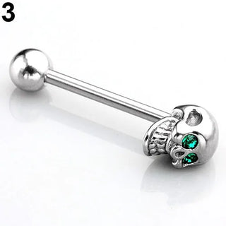 Punk Skull Tongue Piercing Surgical Stainless Steel Tongue Rings Piercings Lengua Men Barbell Piercing Langue Jewelry Men