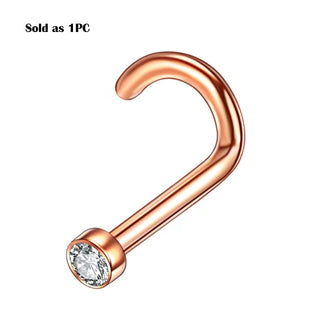 G23 Titanium Nose Piercings Nose Ring with Crystal Nose Studs Septum Ring Nostril Screw Septo Piercings Body Jewelry Piercings