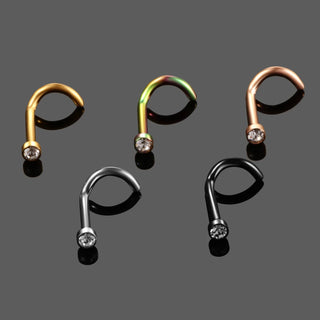 G23 Titanium Nose Piercings Nose Ring with Crystal Nose Studs Septum Ring Nostril Screw Septo Piercings Body Jewelry Piercings