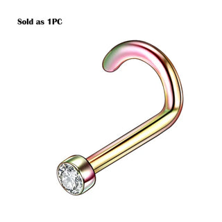 G23 Titanium Nose Piercings Nose Ring with Crystal Nose Studs Septum Ring Nostril Screw Septo Piercings Body Jewelry Piercings