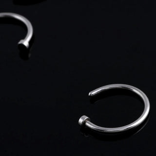 Titanium Curved Barbells Fake Nose Piercing 18G 20G D Shaped Tragus Helix Stud Earring Hoop Septum Nostril Lip Ring Body Jewelry