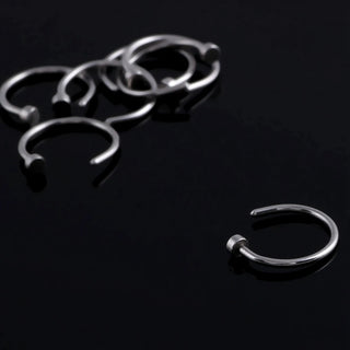 Titanium Curved Barbells Fake Nose Piercing 18G 20G D Shaped Tragus Helix Stud Earring Hoop Septum Nostril Lip Ring Body Jewelry