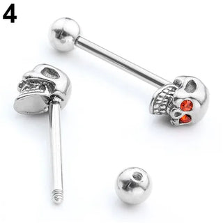 Punk Skull Tongue Piercing Surgical Stainless Steel Tongue Rings Piercings Lengua Men Barbell Piercing Langue Jewelry Men