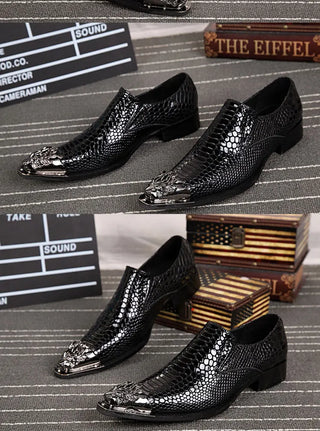 Summer business dress men's shoes black snake embossed Genuine leather shoes dragon head pointed party Trend wedding shoes