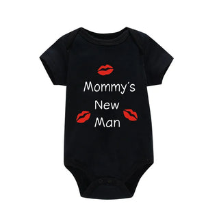 Newborn Baby Clothes Short Sleeve Boy Clothing Mommy's New Man Design 100% Cotton Rompers De Bebe Costumes Black