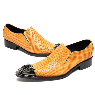 Christia Bella British Yellow Genuine Leather Men Shoes Fashion Male Wedding Dress Shoes Slip on Business Office Shoes Plus Size