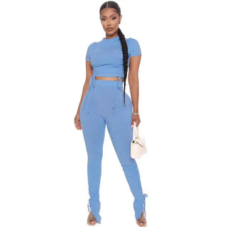 Women Crop Top and Drawstring 2 Pants Set Designer Women Two Piece Set