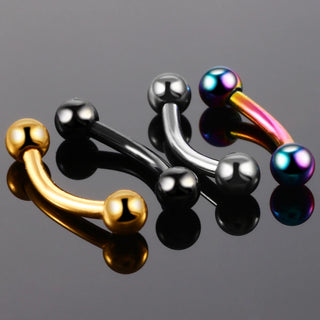 ASTM -F136 Implant Titanium Curved Barbells Eyebrow Piercing 16G Tragus Bar Labret Lip Ring Helix Piercing Jewelry