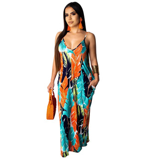 SUMMER Beach drape loose long maxi dress Ladies beachwear V Neck  Bohemian Dresses