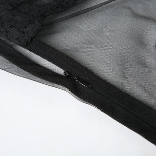 Women's See-Through Mesh Lace Strap Nightdress