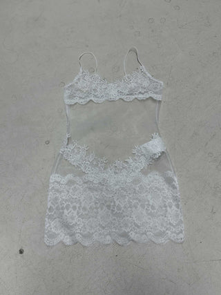 Women's See-Through Mesh Lace Strap Nightdress