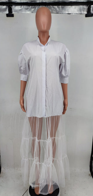 Ladies White Shirt Casual Short Sleeve Shirt