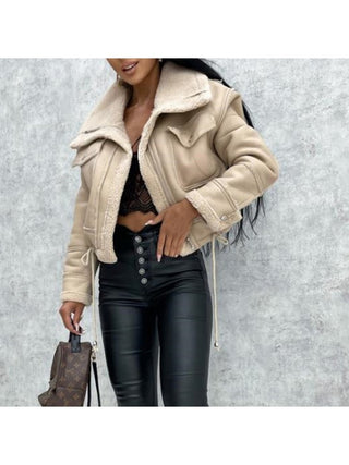 Street Patchwork Ladies Winter Artificial Leather  Jackets