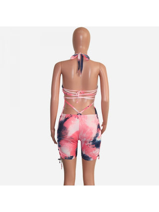 Sexy Cutout Tie Dyed Sleeveless Skinny Rompers