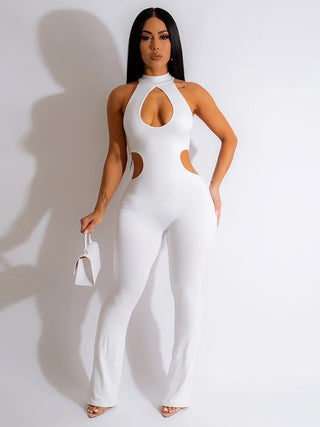 Women's Sexy Hollowed Out Pure Color Jumpsuit