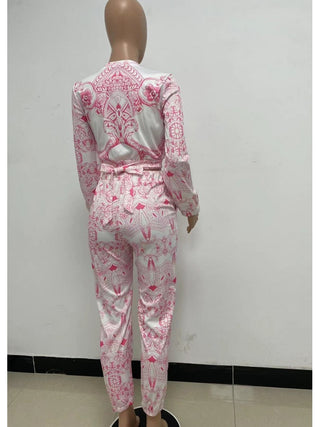 Casual Printing Long Sleeve 2pc Pants Sets