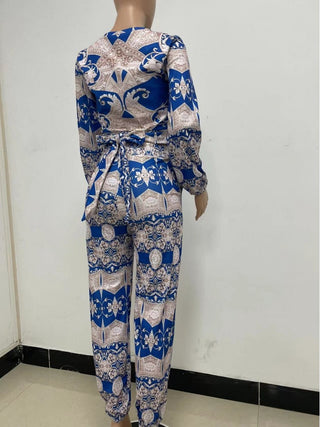 Casual Printing Long Sleeve 2pc Pants Sets